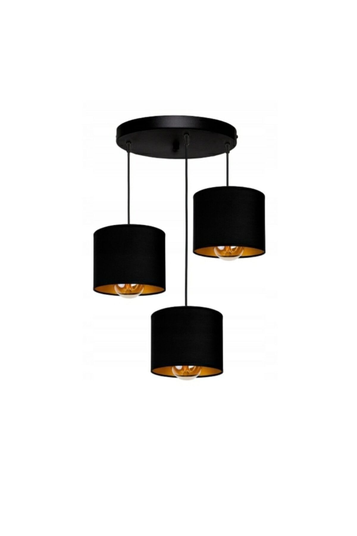 Akdeniz 3lü Gold Cylinder Lighting Lampshade